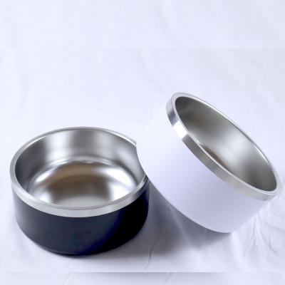 China 32oz 64oz Logo Double Wall Stainless Steel Dog Bowl Dog Food Bowl Viable Custom Powder Coated Dog Feeding Bowl With Box for sale