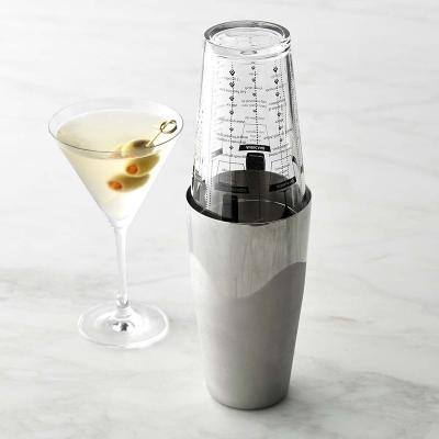 China Sustainable Custom Stainless Steel Cocktail Glass Martini Boston Shaker With Recipe for sale