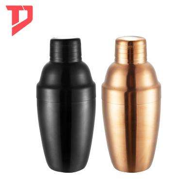 China Amazon Viable Custom Cobbler Cocktail Shaker Bottle 350ml Mini Stainless Steel Copper Plated for sale