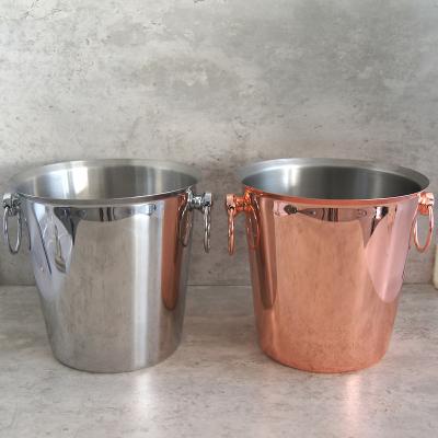 China Wholesale Custom Viable Stainless Steel Bar Champagne Beer Cocktail Wine Cooler 3L Ice Bucket With Handle for sale