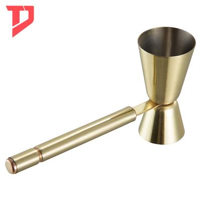 China Gold Plated Sustainable Stainless Steel Jigger With Handle 20/40ml for sale