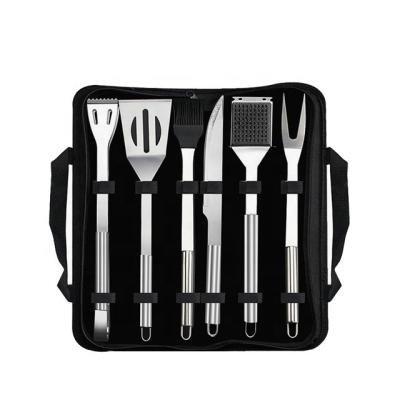 China Aliker 6PCS BBQ Grill Tool Kit Easily Cleaned Outdoor Portable Stainless BBQ Accessories With BBQ Sticks Oxford Cloth Packing for sale