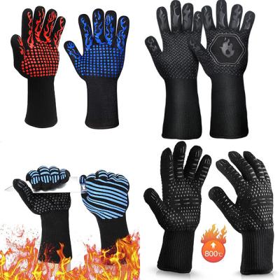 China ALIKER Dotted Kitchen Grill Cooking BBQ Gloves Silicone Insulated BBQ Grill Oven Gloves for sale