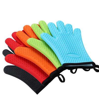 China Good Flexibility ALIKER Flexible Oven Non-Slip BBQ Cooking Heat Resistant Silicone BBQ Grill Gloves For Kitchen for sale