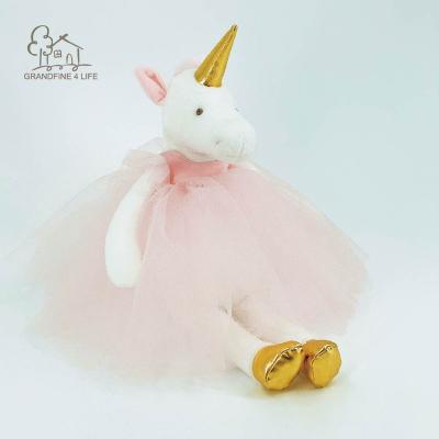 China Unicorn Girls Gift &Plush Ballerina Plush Grandfine Ballerina Deluxe Toy Animal Doll With Golden Pink Horn for sale