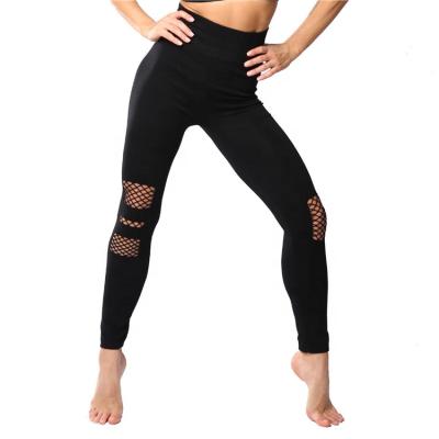 China Wholesale Custom Women's High Waisted Workout Gym Leggings Mesh Cutout Black Leggins Antibacterial for sale