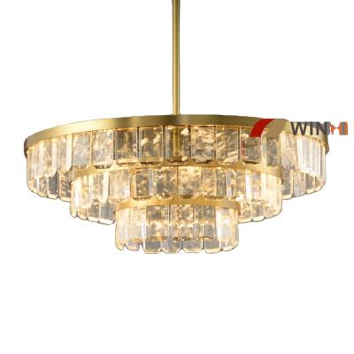 China Hot Sale Modern Crystal Luxury Antique Copper Gold Chandelier Lamp Brass Pendant Lamp Prices for sale