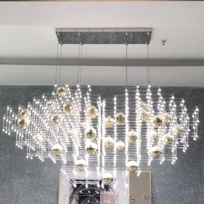 China Art deco hotel project huge luxury hotel lobby large gold chrome ball clube modern lighting chandelier for sale