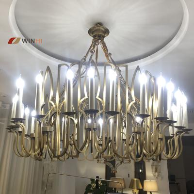 China Hotel project design 30 arm sconce modern large single hotel copper lobby copper hanging chandelier for sale