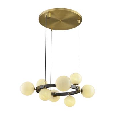 China Modern Simple Modern Crystal Chandelier Around Modern Large Glass Ball Brass Black Gold Pendant Ceiling Lamp for sale