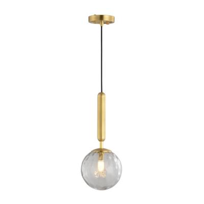 China Modern Simple Chandeliers Modern Bubble Crystal Ball Glass Industrial Copper Style Pendant Lights for sale