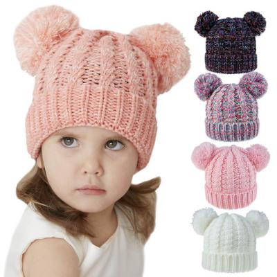 China JOINT SEAL OEM Thicken Wool Knit Beanies Kids Winter Hat With Pom Pom for sale