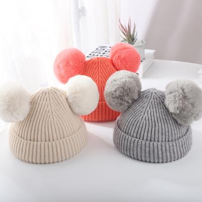 China Wholesale COMMON Kids Winter Single Wool Knitted Beanies Hat With Pom Pom for sale