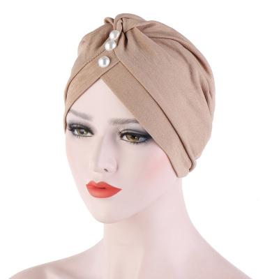 China Multifunctional Hot Seller Women Multifunctional Hair Accessories Muslim Pearls Polyester Turban Hat for sale