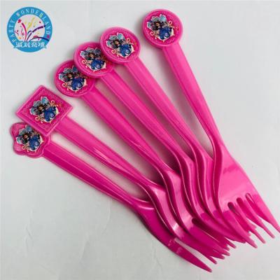 China Tableware Personalized Romantic Princess Sofia Themed 1st Birthday Decorations Wedding Party Favors Disposable Plastic Forks 1st for sale