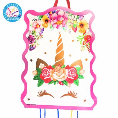 China Unicorn Paper Folding Pinata Kids Girls Boys Birthday Party Supplier Happy Birthday Decoration Party Game Toy Party Decoration Glow Pink for sale