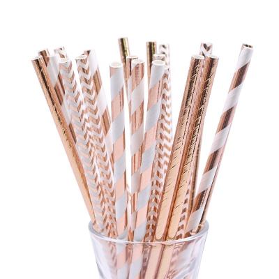 China All Festival Hot Stamping Foil Gold Ribbon Rose Gold Colored Paper Straws for sale