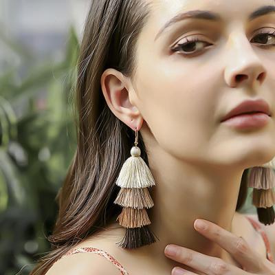 China Trendy Geometric Vintage Cotton Tassel Drop Earrings 2022 Wholesale High Quality Charm Earrings For Woman Gifts Party Wedding for sale