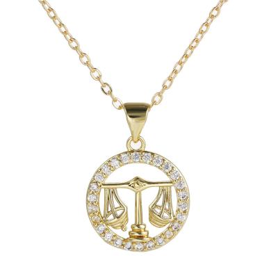 China Vintage Fashion Pisces Necklace Zircon Copper Gold Plated Accessories Pendant Necklace For Women Party Wedding Wholesale for sale