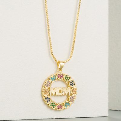 China Vintage Trendy Heart Personalized Copper Clavicular Zircon Necklace Gold Plated Pendant Necklace For Mother's Day Gifts Party Wholesale for sale