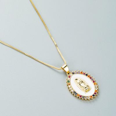 China Vintage Trendy Copper Personalized More Color Zircon Gold Plated Accessories Pendant Necklace For Women Party Wedding Wholesale for sale