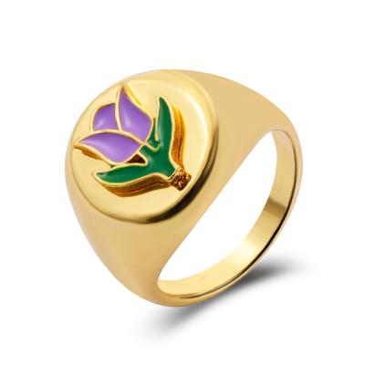 China Vintage Flowers Ring Geometric Creative Accessories Multicolor Trendy Love Heart Gold Plated Rings For Men Or Women Wedding Gifts for sale