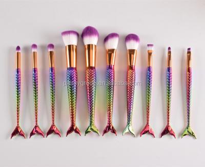 China Angular Blush New Mermaid Shaped Makeup Brush Set Big Fish Tail Foundation Powder Eyeshadow Makeup Brushes Contour Blending Cosmetic Brush for sale