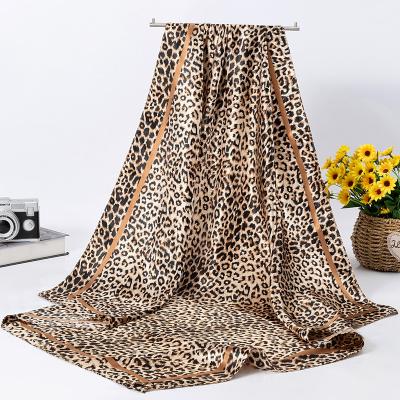 China Factory direct sales square towel classic leopard pattern square towel design and color printed flower satin square scarf for sale