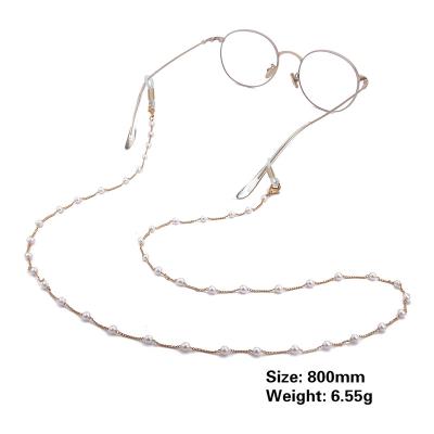 China European and American simple white copper material fashion pearl imitation anti slip anti loss chain for glasses for sale