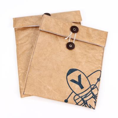 China Wholesale eco-friendly reusable recyclable custom printed logo washable document kraft paper tyvek paper button bag for sale