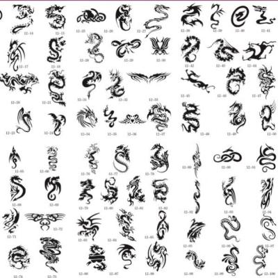 China 100 Temporary Designs Dragons Airbrush 12 BOOK, 4 tattoo stencil template designs on each A4 sheet. for sale