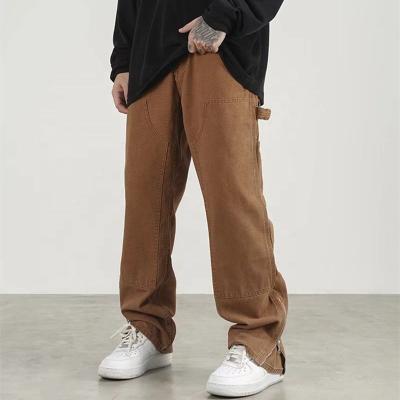 China Anti-pilling 2023 New Fashion Brown Ankle Zipper Loose Cargo Men's Hip Hop Wide Leg Pants Straight Loose Women's Casual Long Pants for sale