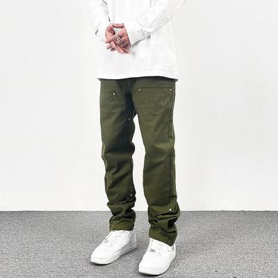 China Wholesale Custom Solid Color Anti-Static Straight Casual Men's Zipper Cargo Pants High Street Retro Pockets Loose Oversized Hip Hop Pants for sale