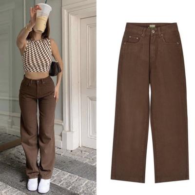 China Custom Anti-Wrinkle Brown Loose Fit Casual Loose Utility Pockets Streetwear Twill Cargo Pants For Women for sale