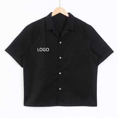 China OEM Breathable Summer Logo Design Custom 100% Cotton Plus Size Men Shirt Button Closure Shorts Sleeve Shirt For Men for sale