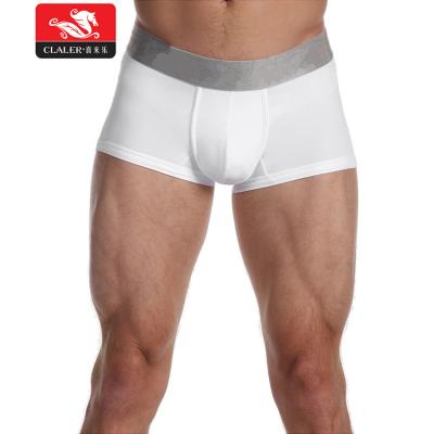 China Wholesale Antibacterial Boxer Underwear Custom Logo Waistband Breathable White Briefs For Men for sale