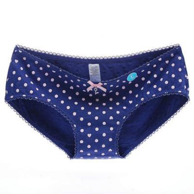 China Girls Cotton Teen Panties Antibacterial All Over Dot Printed Girl Underwear Ladies Bikini Panties for sale