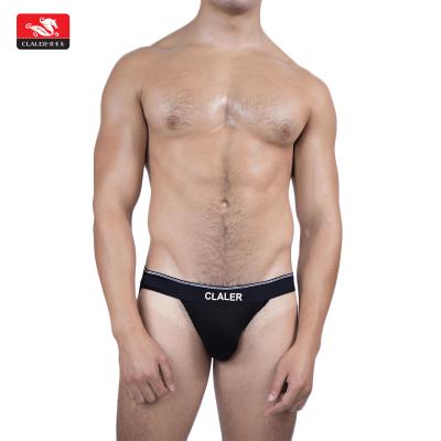 China Custom Made Breathable None Waistband Soft Logo Elastic Gay Top Comfort Bearing Modal Gay Jockstrap Sexy Black Underwear for sale