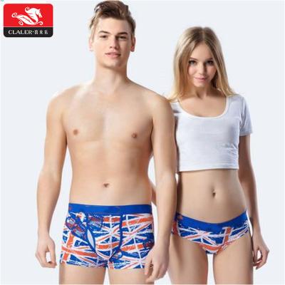 China New Style Antibacterial Fashionable Custom Elastic Waistband European Flag Printed Couples Underwear for sale