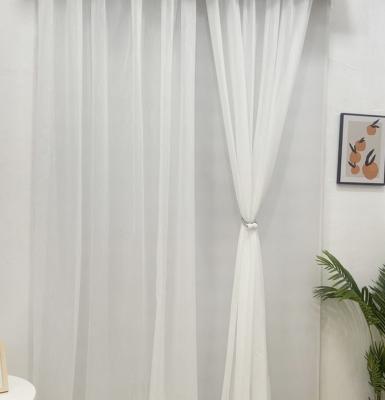 China Wholesale Popular High Quality White Stripe Sheer Tulle Curtain Fabric Breathable zu verkaufen