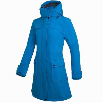 China Breathable Women Soft Shell Warm Windproof Fleece Long Jacket Coat Increasing Waterproof Outdoor Skiing Jacket for sale