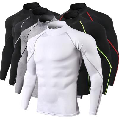 China Breathable PRO sports men's fitness high-neck stretch long-sleeved running t-shirt quick-drying t-shirt for sale