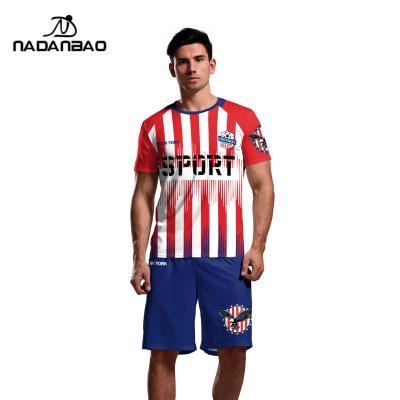 China Newest NADANBAO brand anti-shrink football sports t-shirts and shorts suits in-stock OEM casual oversized tracksuit men for sale