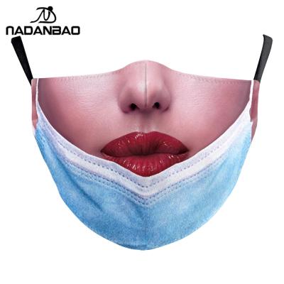 China Public Facemask Party / Party NADANBAO 2021 Fashion Printed Reusable Sublimation Facemask Cover With Filter Pocket for sale