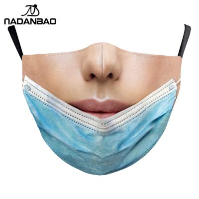 China Wholesale Public/Party NADANBAO Facemask Usual Life Mouth Printing Reusable Double Layered Washable With Filter Pocket Facemask for sale