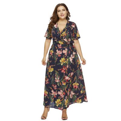 China NADANBAO Brand New Arrival Breathable 2021 Flower Printed Long Dress Beach Casual Dress Design For Fat Ladies for sale