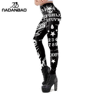 China 2021 elasticity NADANBAO ouija board printed skull 3d high quality digital printing leggings pattern black leggings crack! crack! for sale