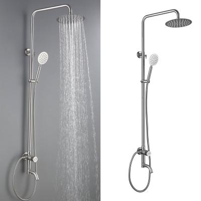 China Single Metered Faucets SUS304 Stainless Steel Booster Spout Large Cold Metered Wall Mounted Shower Set In Bathroom for sale