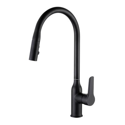 China Modern China Factory Wholesale 360 ​​Degree Sink Faucet Kitchen Matte Black Water Tap Modern Pull Out Kitchen Faucet for sale