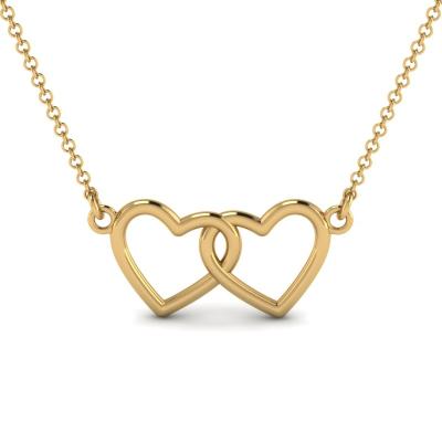 China FASHIONABLE Double Heart Necklace 925 Silver Design 18k Gold Plating Pendant Accessories For Women Necklace for sale